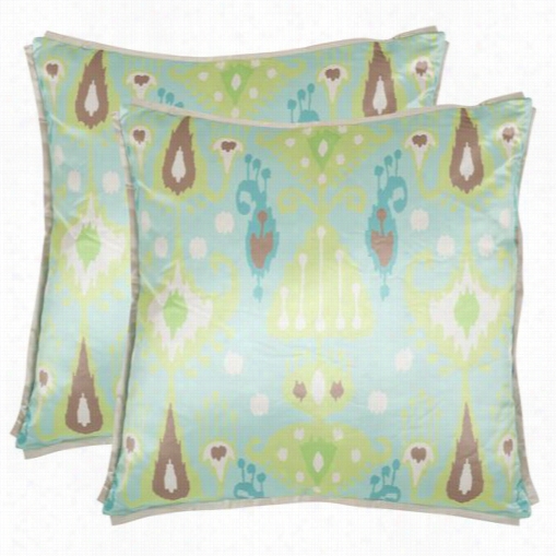 Safavieh Pil171a-1818-set2 Stella 18" Decorative Pillows In Blue/green - Set Of 2