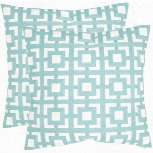 Safavieh Pil912a-2222-set2 Emily 22&uot; Decorative Pillows In Turquoise - Set Of 2