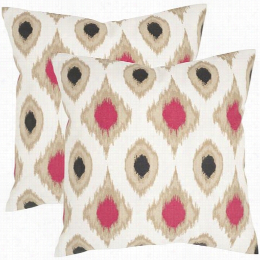 Safaviehpil924a -2222-set22 Miranda 22" Decorative Pillow In Taupes -set Of 2