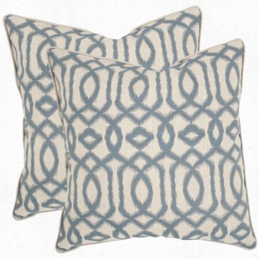 Safavieh Pil928a-1818-set2 Blake 18" Decorative Pillows In Blue/grey - Set Of 2