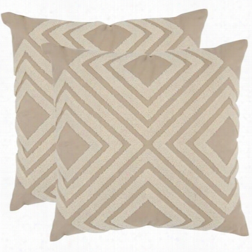 Safavieh Pil930a1-818-set2 Stella 18" Decorattive Pillows In Creme - Set Of 2