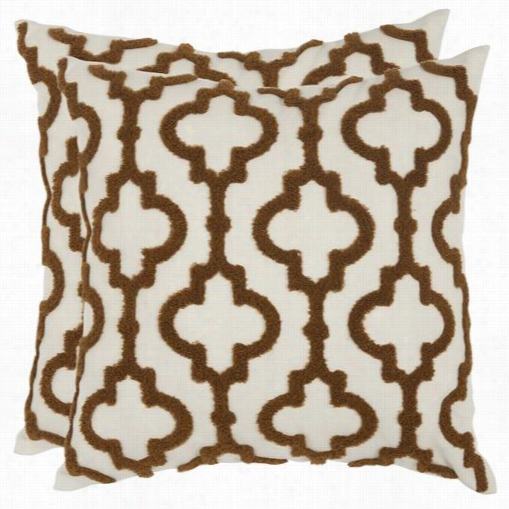 Safavieh Pil940a-1818-set2 Lucy 18" Decorative Pillows In Brown - Set Of 2