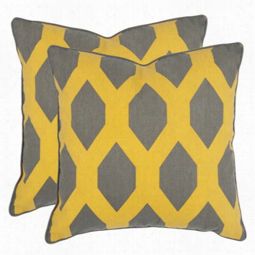 Safavieh Pil941a-1818-set2 Allen 18" Decoratvie Ppillows In Yellow/grey - Set Of 2