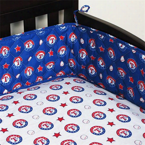 Sports Coverage 03mfcrb3ranstan Mlb Texas Rangers Micro Fiber Crib Bumpeer In Bright Blue