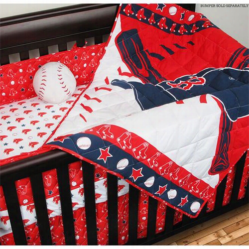 Sports Coverage 03mfcrs3rsxstan Mlb Boston Red Sox Micro Fiber Crib Set In Bright Red