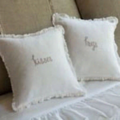 Taylor Linens 1042nkis-emb Kisses Natural Embroidered Toss Pillow