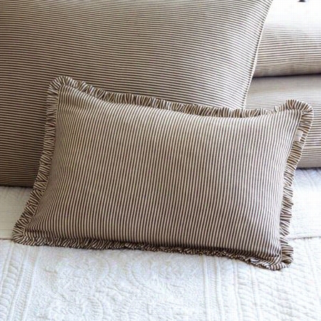 Taylor Linens 1063frmst-bou Farmhouse Tsripe Breakfast Pillow In Brown And Cream