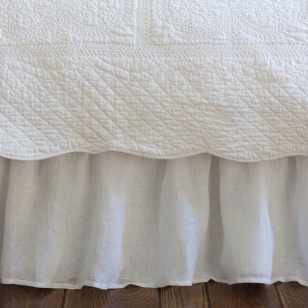 Taylor Linens 2008wlv-ek Linen Voile Oriental King Ruffled Bedskirt In White