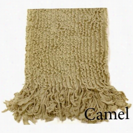 Woven Workz 109-016 Charlotte Ruffled Throw In Camel