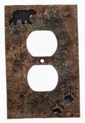 Big  Skky Carvers Bear And Tracks Elrctrical Outlet Cover Plate