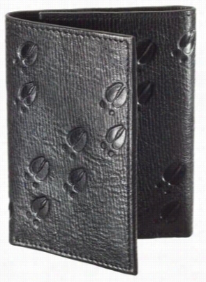 Embossed Tracks Leather  Trifold Wallet - Black