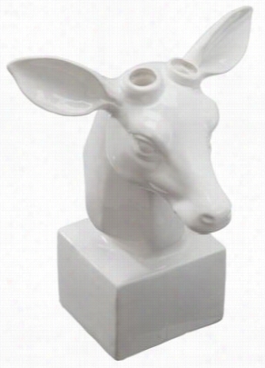 Kalalou Tabletop Mounted White Ceramc Deer Head
