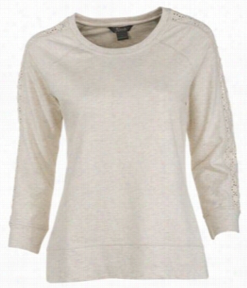 Natural Reflections Lace Trim Sweatshirt For Ladies - Gardenia - Xl