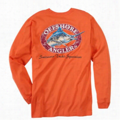 Ofshore Angler Distressed Logo True Fit T-shirt For Men - Long Sleeve - Orange - L