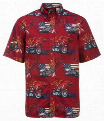 Redhead Maericana Vintage Mootorcycle Print Shirt For Men - Scarlet - L