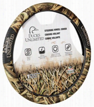 Stamp Automotive Ducks Unlimmited 2 Grip Steering Wheel Cover - Mossy Oak Shadow Grass Blades