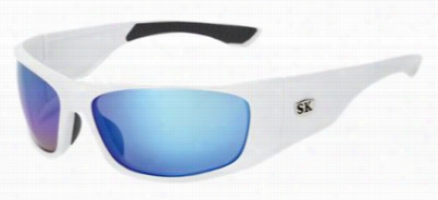 Strike King Platye Ks Plus Polarized Sunglasses - Whiite+black/revo Blue Mirror