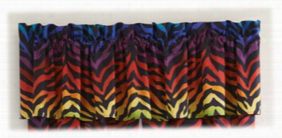 Zebra Rainbow Colletcion Rod Pocket Drapes Or Vzlance  - Valance