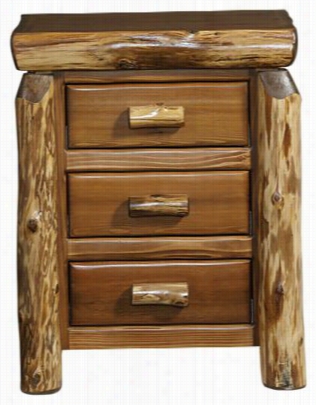 Fireside Ldoge Furniture Cedar Log 3 Drawer Nightstand - Viintage Cedar