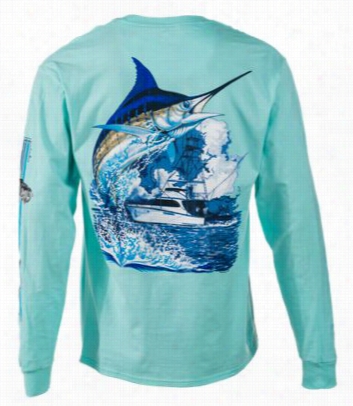 Guy Harvey Alin Boat  Olng-sleeve T-shirt For Men - Mint - S