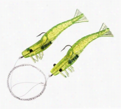 H&h Lures Tko Shrimp Double Rigs - Chartreuse Glitter