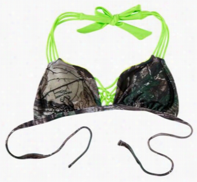 Realtree Girl Camo Triangle Bikini Top For Ladies - Realtree Xtra Green - L