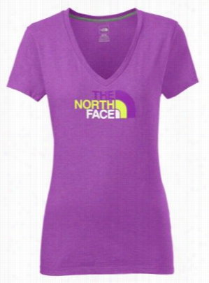 The North Face Half Dome V-neck T-shirt For Ladies - Iris Orchid Purple Heeather - L