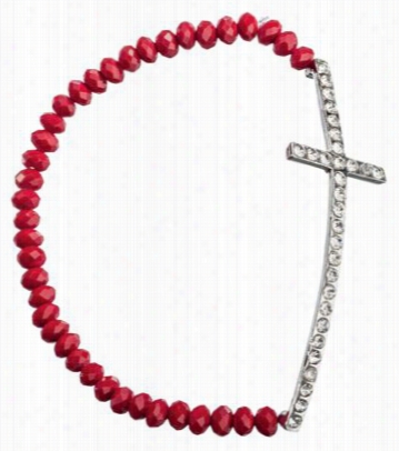 Alexa's Angels Side Cross Strethc Braclet - Red