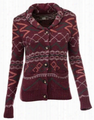 Bob Timberlake Jacquard Shawl Collar Sweater For Ladies - Oxblood Red - S