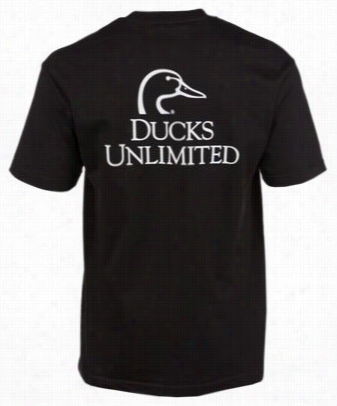 Ducks Unlimited Logo Short-sl Eevs T-shirt Ffor Men - Black/white  - S