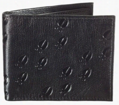 Embossed Tracks Leather Billfold - Black