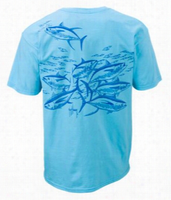 Guy Harvey Tuna Etchings T-shirt For Men - Pacific Blue - S