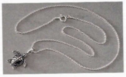Kabana Jewelry Sterlig Silver 18' Necklace With Turtle Pendant