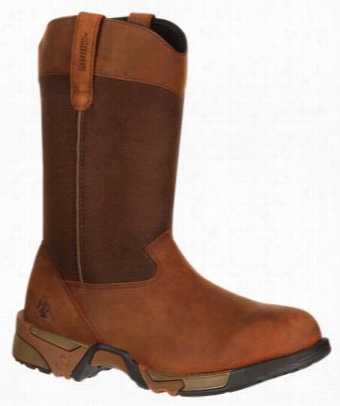 Hard Aztec Teel Toe Pll-on Work Boots Or Ladies - Brown -9.5w