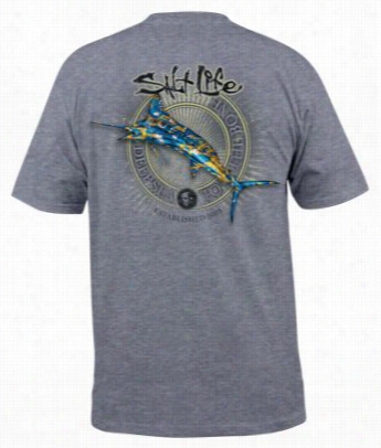 Salt Life Camo Marlin Pocket T-shirt For Men - Athletic Heaher - S