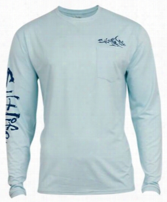 Salt Life Captain Slx Uvapor Pocket T-shirt For  Men - Light Blue Heather - 2xl