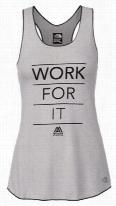 The North Face Graphic Play Hard Work For It Tank Top For Ladies - Tnf Light Grey Heath/tnf Black - L