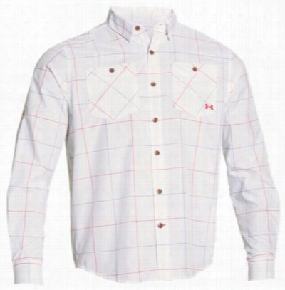 U Nder Armour Ua  Chesapeake Patterned Shirt For Men - Long Sleeve -- White/red - Xl
