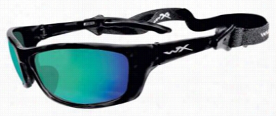 Wiley X Eyewear Active Series Polarized Sunglasses - P-17gm - Glos Sblack/enerald Mirror