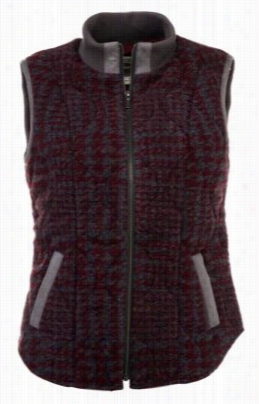 Bob Timberlake Houndstooth Vest For Ladies - Oxblood Red - L