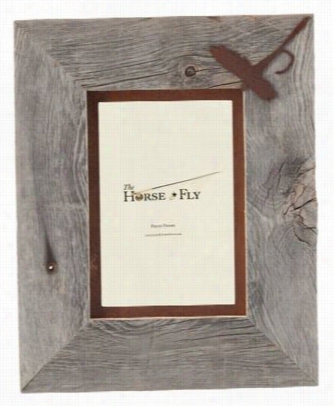 Fly Fish 1-image Tribunal Nwood Picture Frame Wit H Rusted Metal Mat - Portrait - 5'x7'