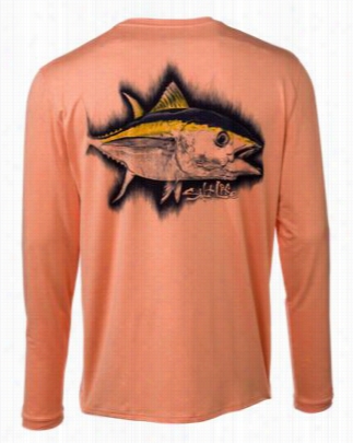 Salt Life Tuna Chase Slx Uvapor Longsleeve Endure   T-shirt For Men - Sunrise - 2xl