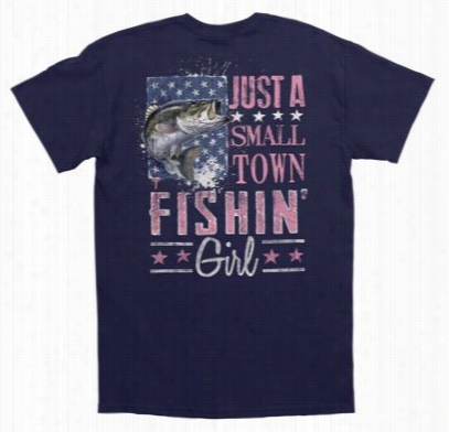 Small Town Fishin' Gifl In Spite Of L Adies - Short Sleeve - Navy - Xl