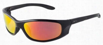 Xps Riptide Polarized Sunglasses By Fisherman Eyewear - Shiny Black/red Mirror