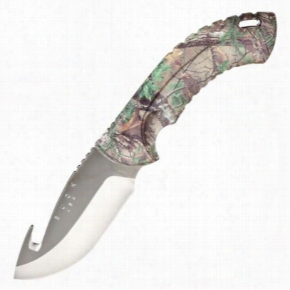 Buck; Omni Hunter 12 Poitn Guthook Fixed Blade Hunting  Knife - Realtree Xtra Green - 4 '
