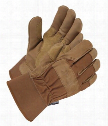 Carhartt Insulated Grain Leather Work Gloves With Safeety Cuff For Men - Brown - L