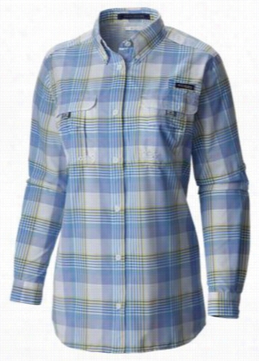 Columbia Super Bahma Plaid Shrt For Ladies - Bluegrass  Pllaid - Stormy Blue Big Plaid - L