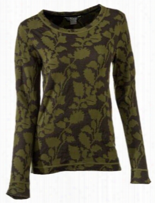 Natural Reflections Jacquard Crewneck Top For Ladies - Chive - M