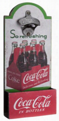 Open Road Brands Coca-cola So Refreshing Bottle Opener Wood Sign With Cap Catcher