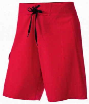 Solid Tretch Board Shorts For Men - Red - M